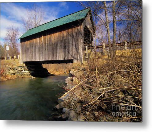 Backroad Metal Print featuring the photograph Brownsville Covered Bridge - Brownsville Vermont by Erin Paul Donovan