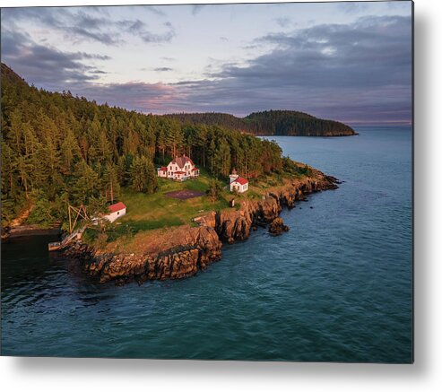 Lighthouse Metal Print featuring the photograph Burrows Island Sunset 2 by Michael Rauwolf