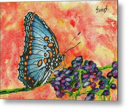 Butterfly Metal Print featuring the painting Butterfly #200518 by Sam Sidders