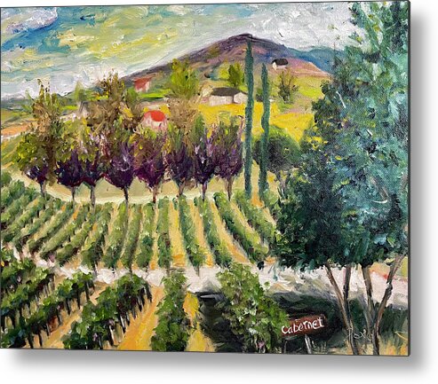Oak Mountain Metal Print featuring the painting Cabernet Lot at Oak Mountain Winery by Roxy Rich