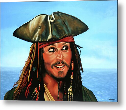 Johnny Depp Metal Print featuring the painting Captain Jack Sparrow Painting by Paul Meijering