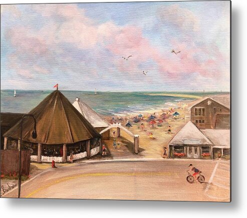 Merry Go Around Metal Print featuring the painting Carousel Beach by Anne Barberi