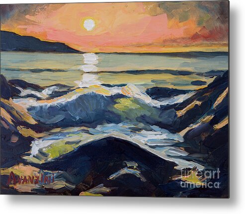 Sunlight Metal Print featuring the painting Chanteiro Beach Sunset Galicia Spain by Pablo Avanzini