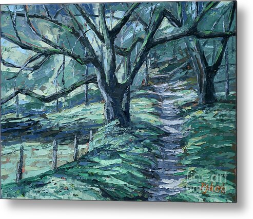 Ranch Metal Print featuring the painting Chaparral Trail - Quail Hollow by PJ Kirk