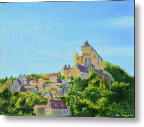 Fort Metal Print featuring the painting Chateau Castelnaud-la-Chapelle above Tournepique by Dai Wynn