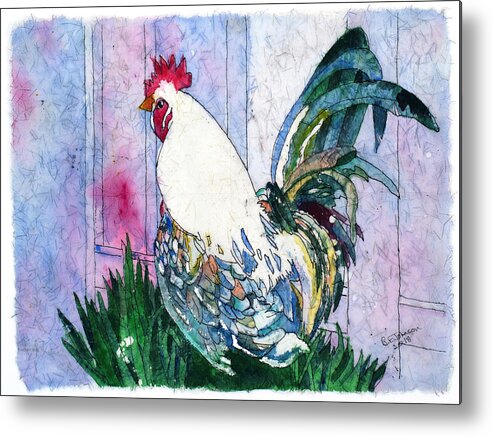 Rooster Metal Print featuring the painting Cheeky Rooster by Barbara F Johnson