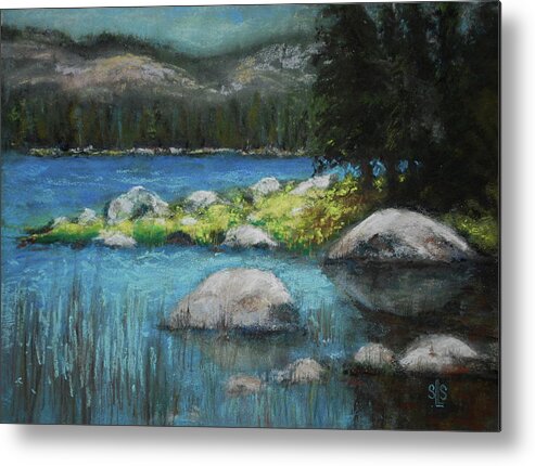 Lake Metal Print featuring the pastel Chilling out at Chilicoot by Sandra Lee Scott