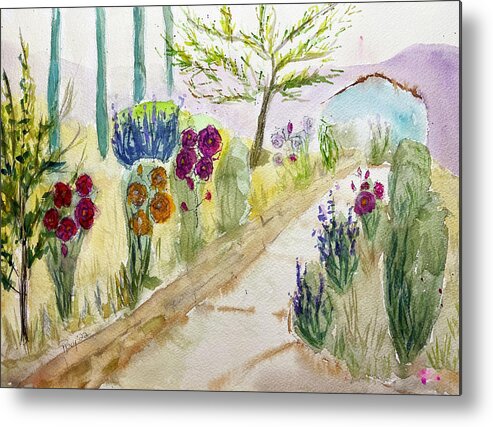 Gershon Bachus Vintners Metal Print featuring the painting Christinas Garden at GBV by Roxy Rich