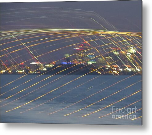 Abstract Metal Print featuring the photograph City at Night by World Reflections By Sharon