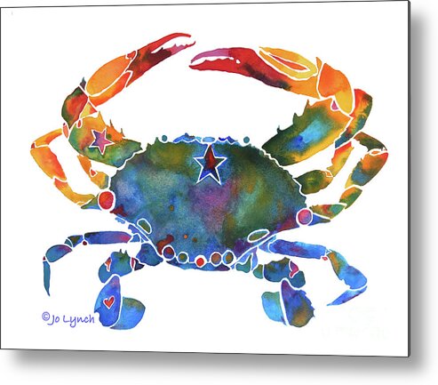 Keywords Crab Metal Print featuring the painting Crab - E by Jo Lynch