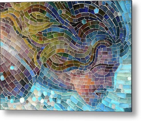 Mosaic Metal Print featuring the glass art Crash by Mia Tavonatti