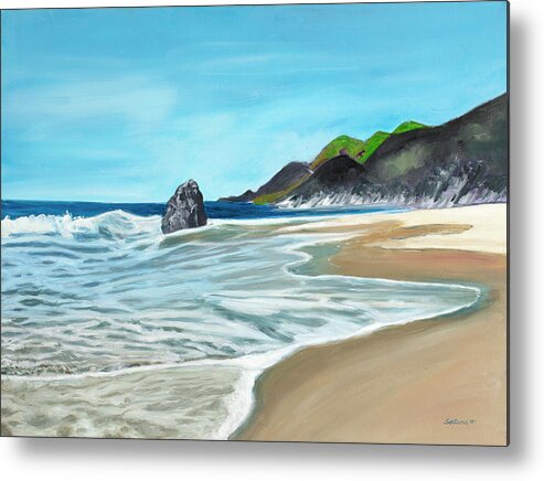 Beach Metal Print featuring the painting Crossing Waves by Santana Star