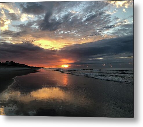 Sunrise Metal Print featuring the photograph Dawning of a new day at Topsail Beach, NC by Shirley Galbrecht