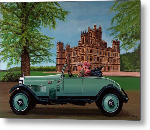 Painting Metal Print featuring the painting Downton Abbey Painting 4 Highclere Castle by Paul Meijering