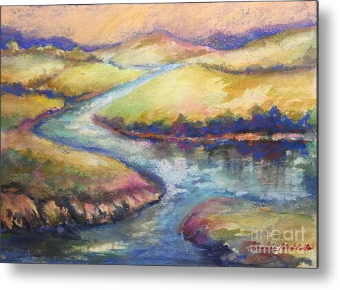 Desert Summer Rains Metal Print featuring the painting Dry Wash Waters by Caroline Patrick