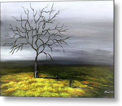 Trees Metal Print featuring the painting Dry Winter by Alban Dizdari