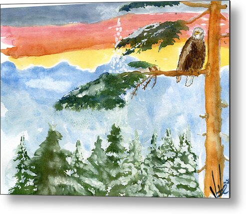 Eagle Metal Print featuring the painting Eagle Skies by Victor Vosen