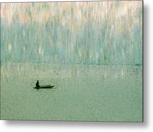 Great Lakes Metal Print featuring the painting Early Morning On The Lake by Alex Mir
