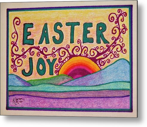 Easter Metal Print featuring the drawing Easter Joy by Karen Nice-Webb