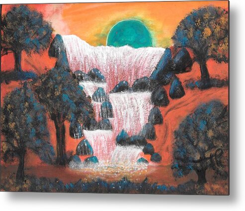 Waterfalls Metal Print featuring the painting Fantasy Falls by Esoteric Gardens KN