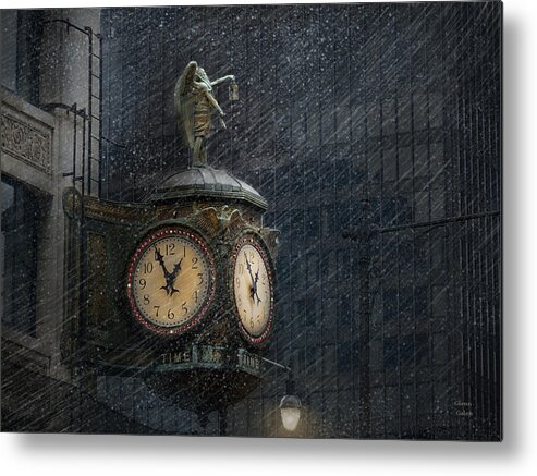 Jewelers Building Metal Print featuring the digital art Father Time - Jewelers Building - Chicago by Glenn Galen