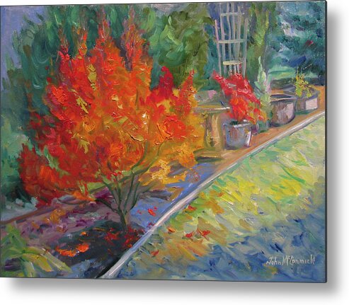 Fall Metal Print featuring the painting Fire Bush by John McCormick