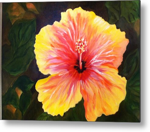 Hibiscus Metal Print featuring the painting Fire Dancer by Juliette Becker