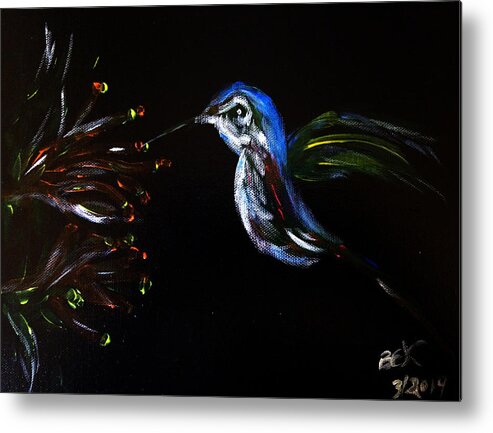 Humming Bird Metal Print featuring the painting Flight of the Humming Bird by Brent Knippel