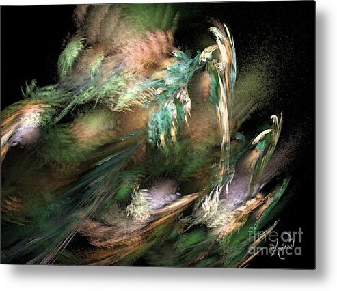 Imaginary-creatures Metal Print featuring the digital art Flight of the Pheasants by Ann Pride