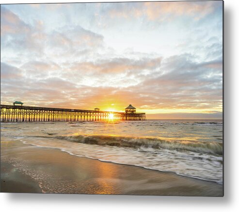 Folly Beach Metal Print featuring the photograph Folly Beach Pier Sunrise by Ivo Kerssemakers