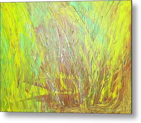 Abstract Metal Print featuring the painting Fox Medicine Flow Codes by Anjel B Hartwell
