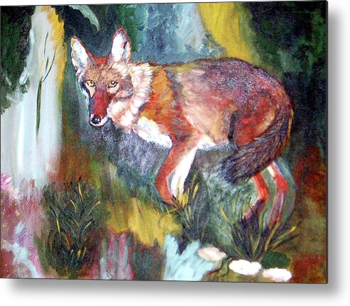 Animal Metal Print featuring the painting Foxy by Genevieve Holland