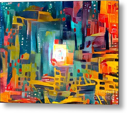 Abstract Metal Print featuring the photograph Full Urban Moon by Eddy Mann