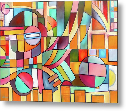 Geometric Abstract Metal Print featuring the painting Geometric Flow by Jason Williamson