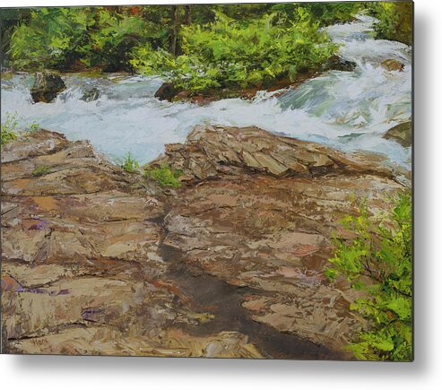 Grizzly Creek Metal Print featuring the painting Grizzly Creek Spring Snow Melt by Hone Williams