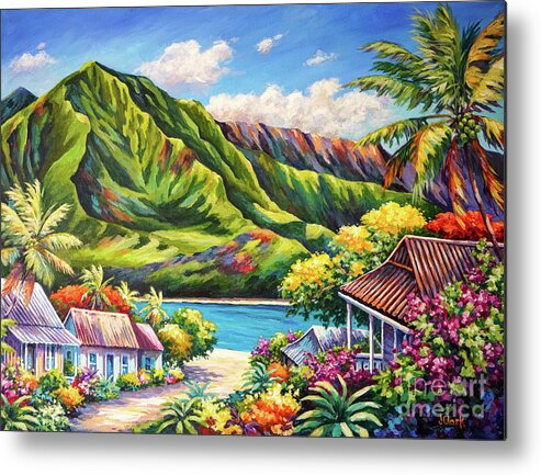 Kauai Metal Poster featuring the painting Hanalei in Bloom 2021 by John Clark