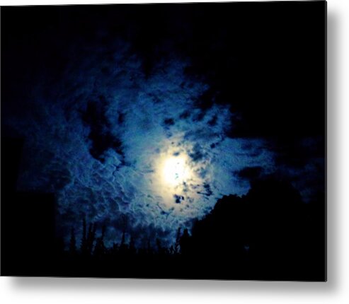 Moon Metal Print featuring the photograph Harvest Moon in the Clouds by Christopher Reed