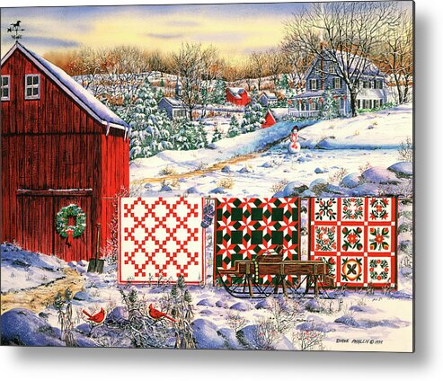 Red Barn Metal Print featuring the painting Holiday Airing by Diane Phalen