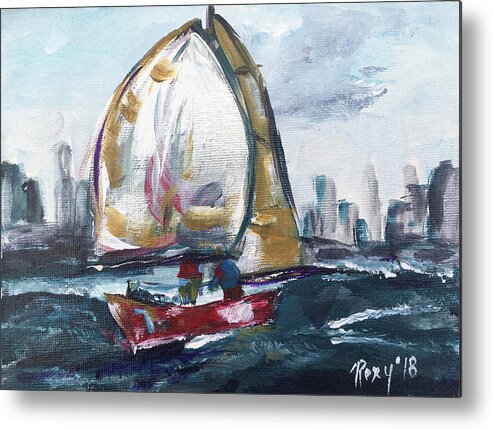 Big Sail Metal Print featuring the painting Hudson Sailing by Roxy Rich