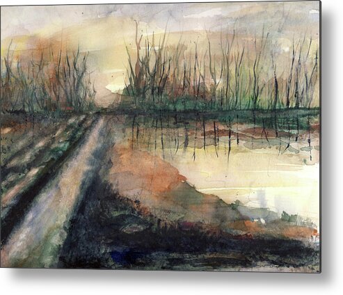 Ice Metal Print featuring the painting Ice Trail Near River by Randy Sprout