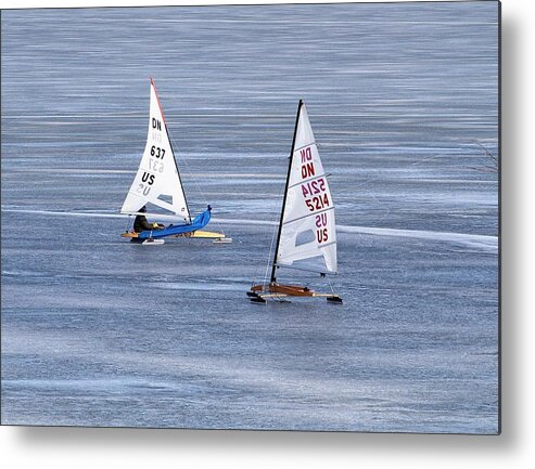 Madison Metal Print featuring the photograph Iceboats on Lake Monona, Madison, WI by Steven Ralser