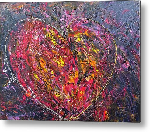 Abstract Metal Print featuring the painting In Order To Form A More Perfect Union Flow Codes by Anjel B Hartwell