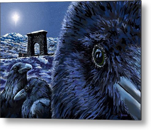 Raven Metal Print featuring the digital art In the Eye of the Raven by Les Herman