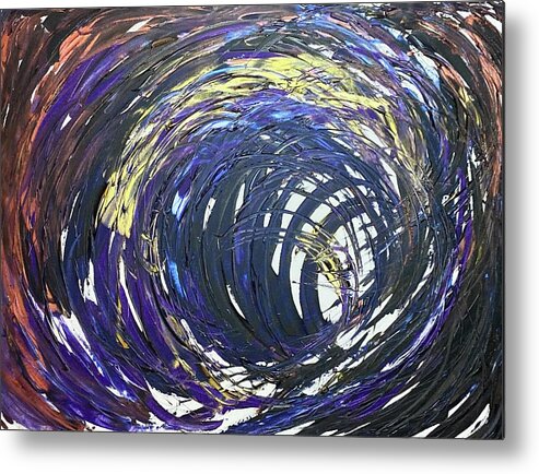 Abstract Metal Print featuring the painting Into The Void Questing For Vision Flow Codes by Anjel B Hartwell