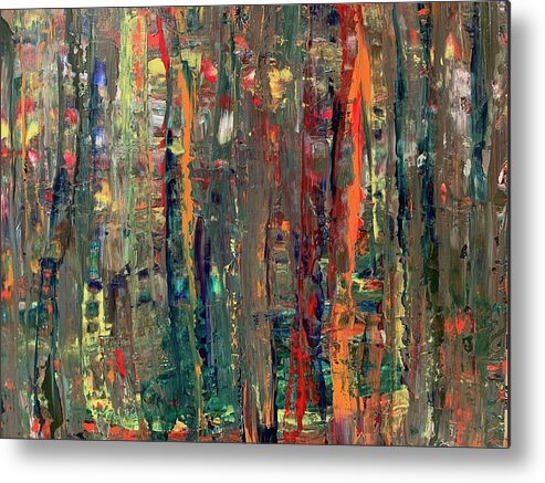 Abstract Metal Print featuring the painting Into the Woods 1 by Teresa Moerer