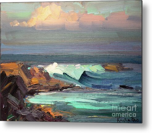 Seascape Metal Print featuring the painting Its That One Wave by Radha Rao