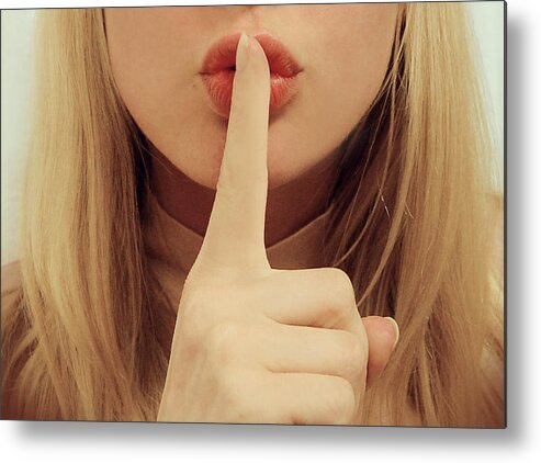 Finger On Lips Metal Print featuring the photograph Keep quiet sign by Yulia.M
