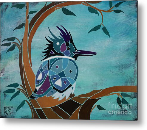 Kingfisher Art Metal Print featuring the painting A Kingfisher in a Nook by Barbara Rush