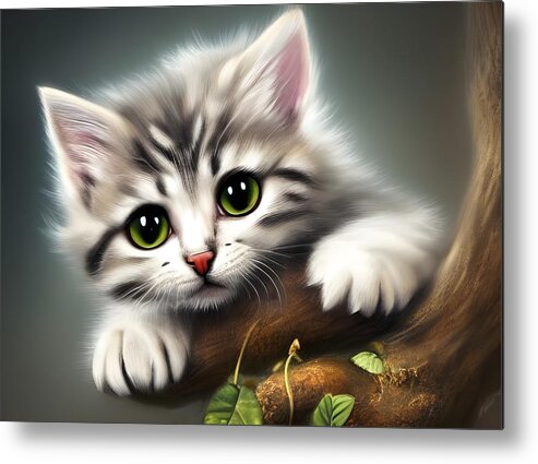 Digital Metal Print featuring the digital art Kitty 1 by Beverly Read