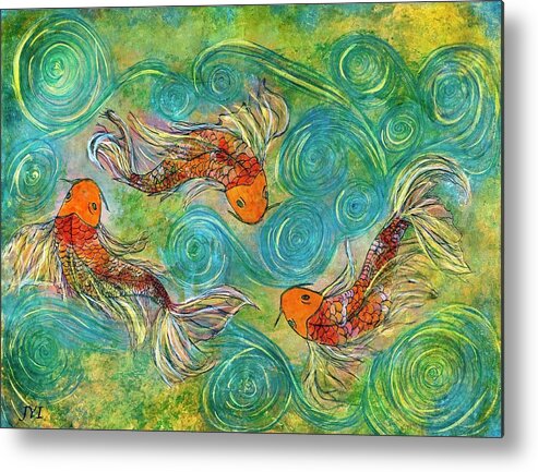 Koi Metal Print featuring the painting Koi Dance by Janet Immordino